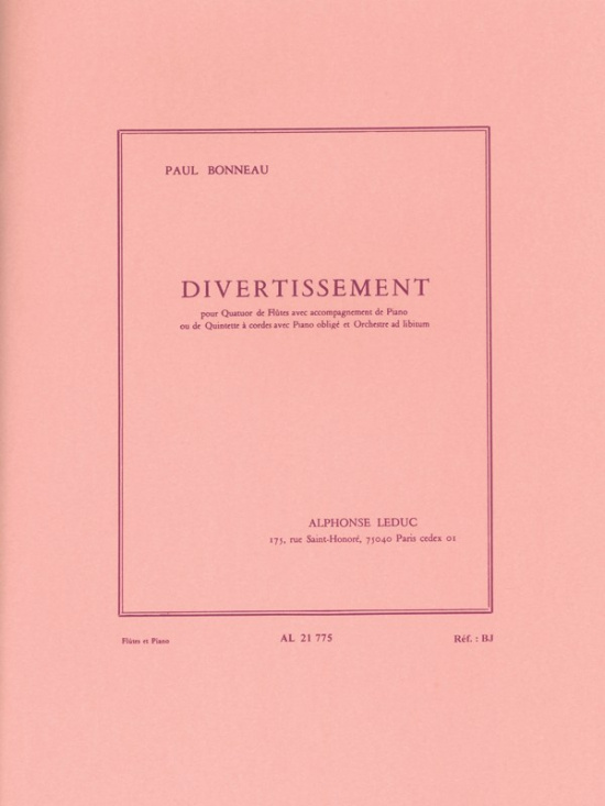 Paul Bonneau: Divertissement flöjtkvartett och piano