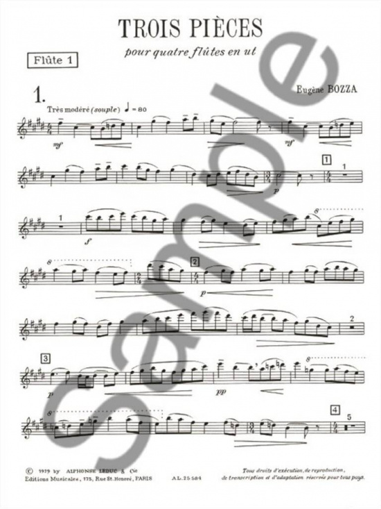 Bozza: Trois Pièces för flöjtkvartett