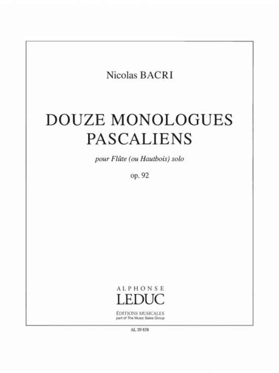Bacri:  Monologues Pascaliens 12 Op 92