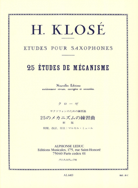 Klose: 25 etudes mecanisme för saxofon