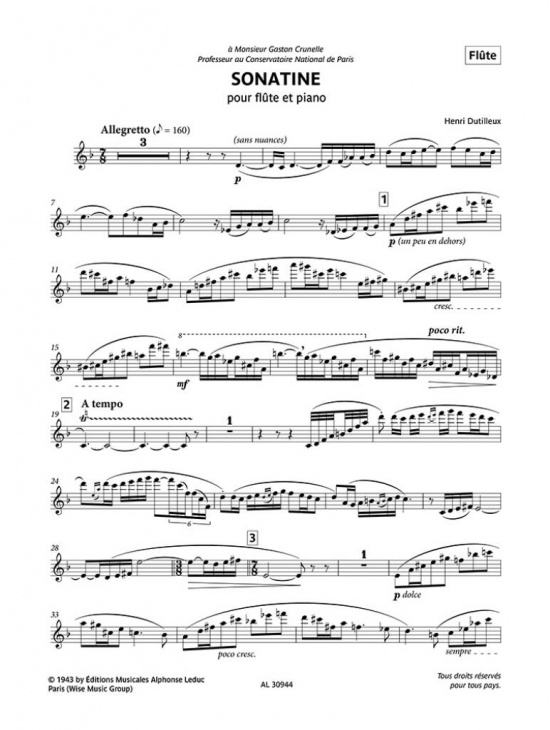 Henri Dutilleux: Sonatine för flöjt och piano