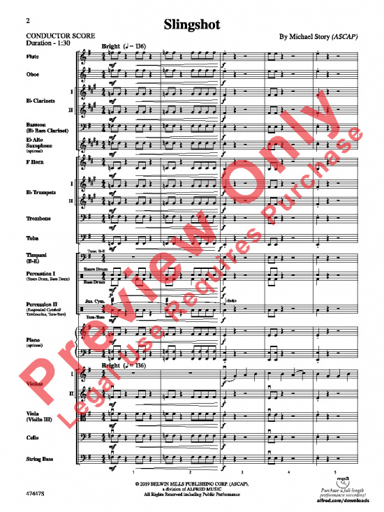 Story: Slingshot för blåsorkester partitur och stämmor