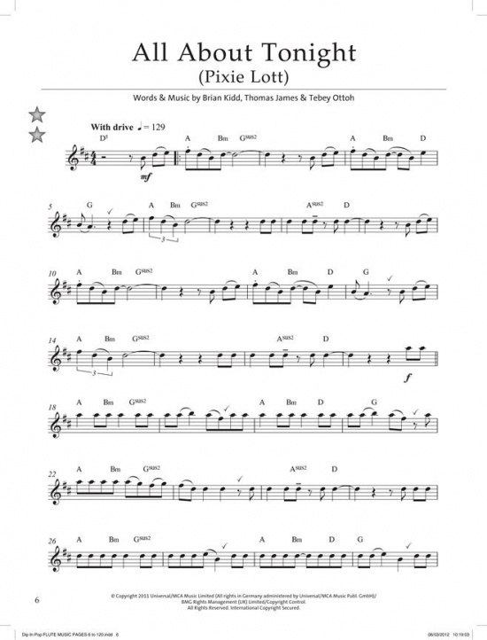 50 Pop Tunes for Flute Solos Dip In