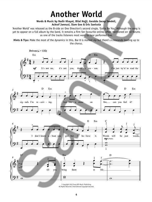 Really Easy Piano One Direction