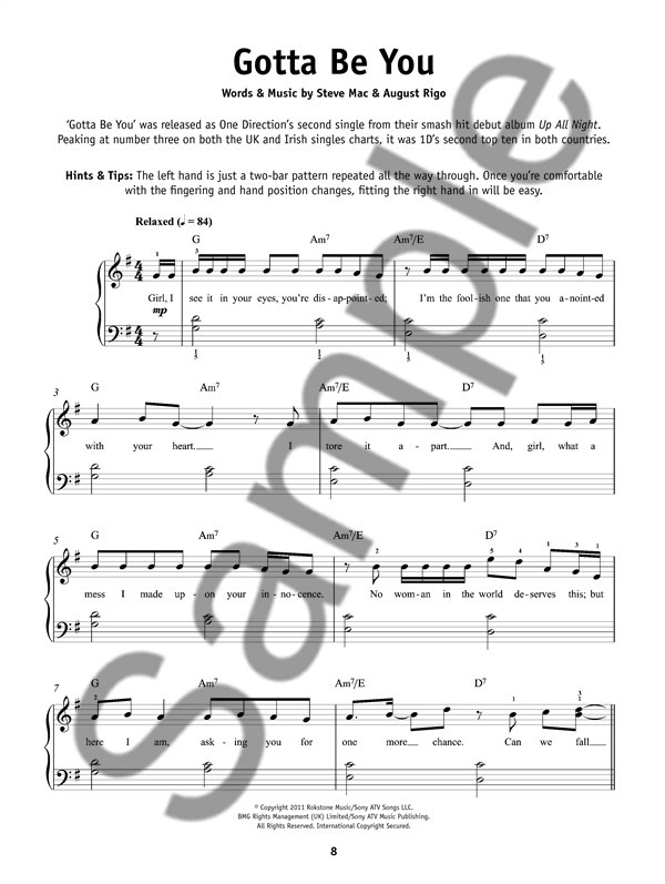 Really Easy Piano One Direction