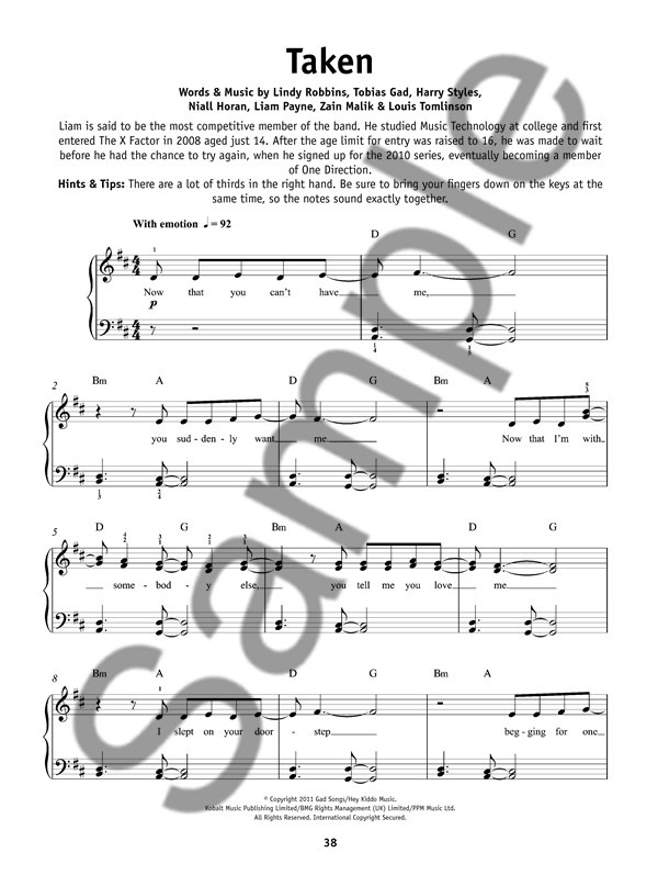 Really Easy Piano One Direction