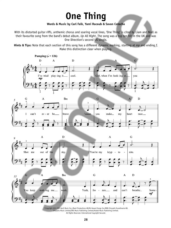 Really Easy Piano One Direction