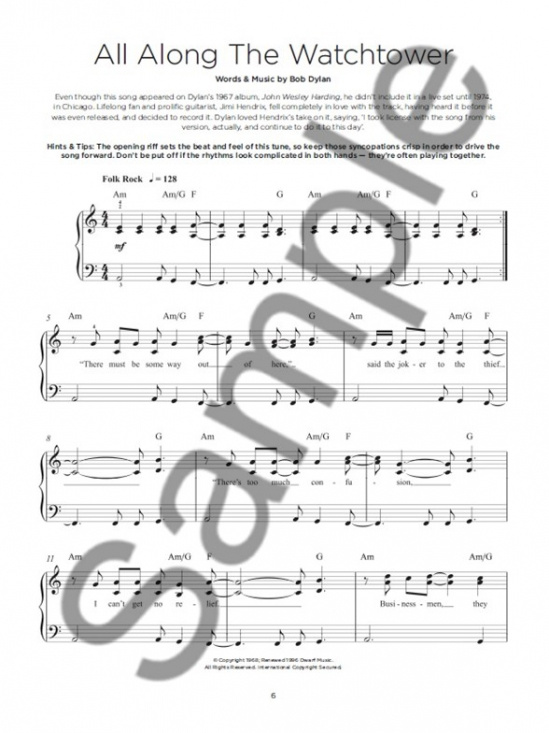 Really Easy Piano Bob Dylan