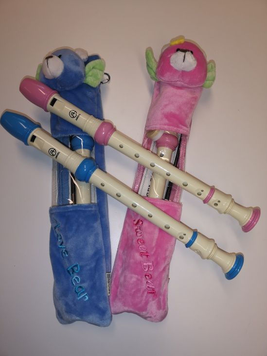 Blockflöjt Sopran Angel Rosa med nallefodral