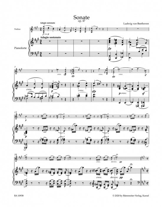 Beethoven: Sonata for Pianoforte and Violin in A major. Kreutzer-sonaten