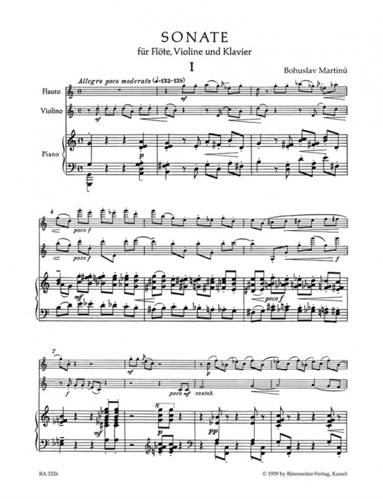 Martinu: Sonate für Flöte, Violine und Klavier