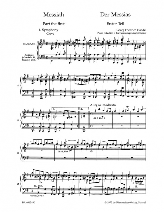 Händel: Der Messias HWV 56 klaverutdrag med sångstämmor
