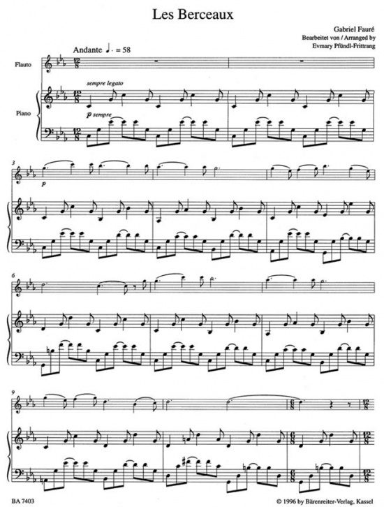 Fauré: 4 Mélodies Fl+pi