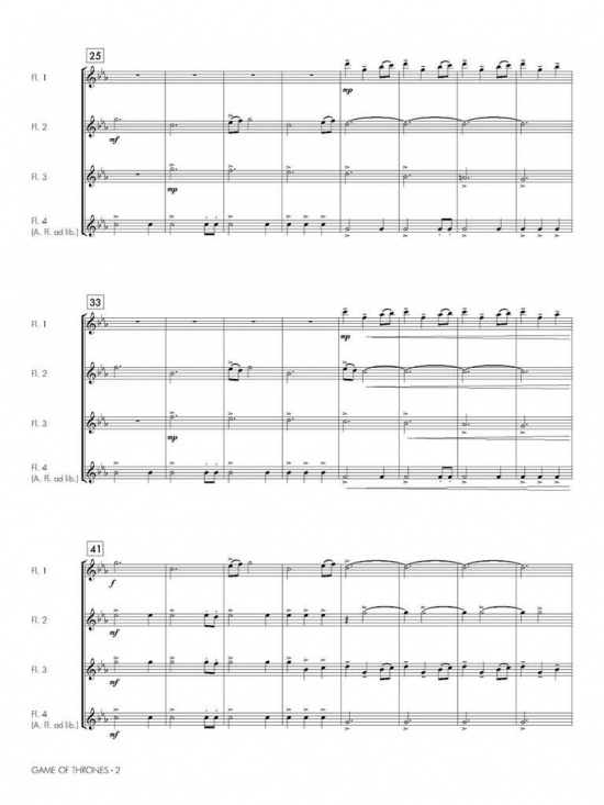  Game of Thrones för flöjtkvartett