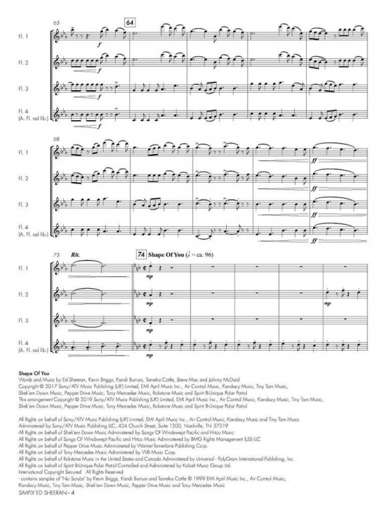 Simply Ed Sheeran för flöjtkvartett