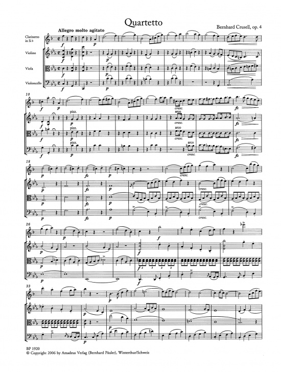 Crusell: Kvartett c-moll för klarinett, violin, viola och cello