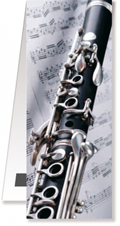 Bokmärke med magnet klarinett och notblad