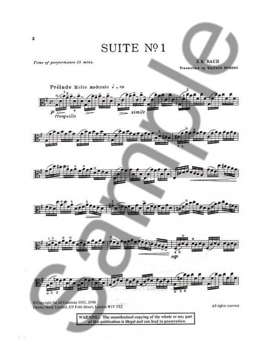 6 sviter för solocello - utgåva för viola