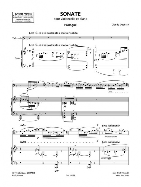 Debussy: Sonate pour violoncelle et piano