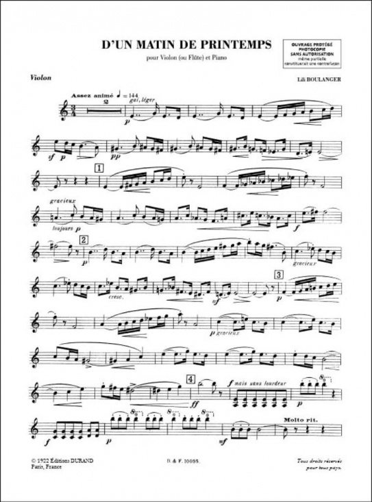 Boulanger Lili: D'un matin de printemps för violin/flöjt och piano