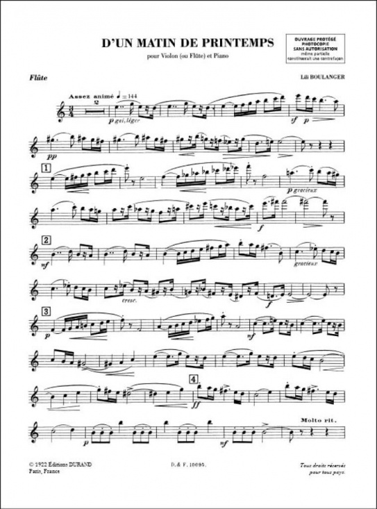 Boulanger Lili: D'un matin de printemps för violin/flöjt och piano