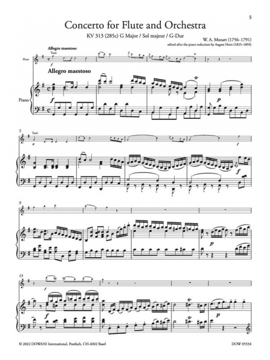 Mozart: Concerto for Flute and Orchestra KV 313 (285c)