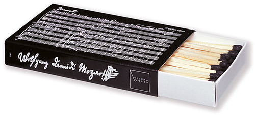 Tändsticksask med notmotiv Mozartmenuett