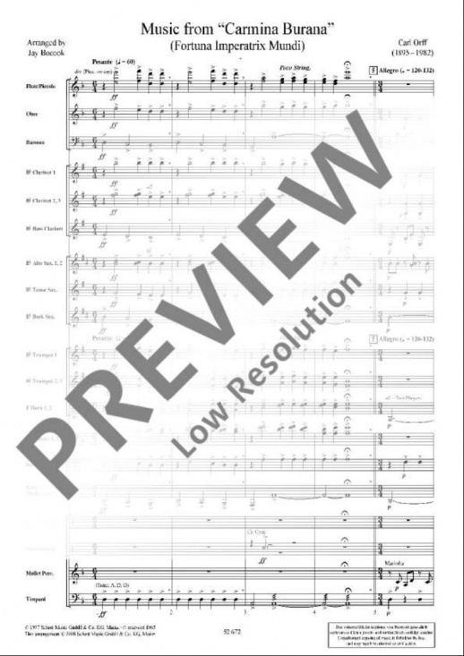 Orff: Fortuna Imperatrix Mundi från Carmina Burana för Concert band grade 3