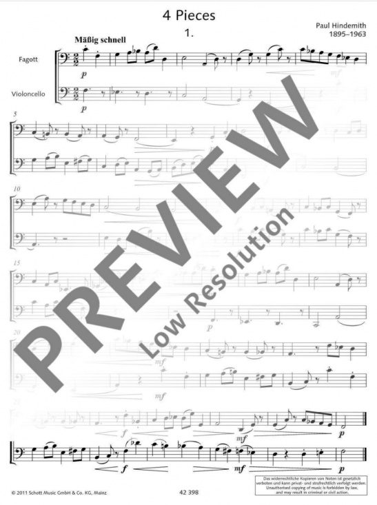 Hindemith:  4 Stücke für Fagott und Violoncello