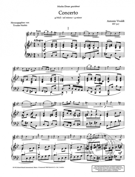 Vivaldi: Violinkonsert RV317 i g-moll för violin och piano