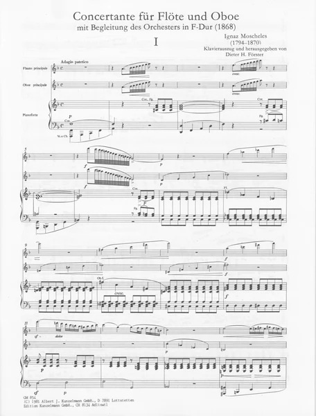 Moscheles: Concertante in F for Flute Oboe and Orchestra (Piano reduction)