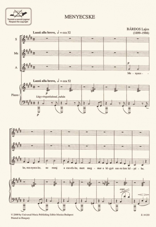 Bárdos: Menyecske för damkör