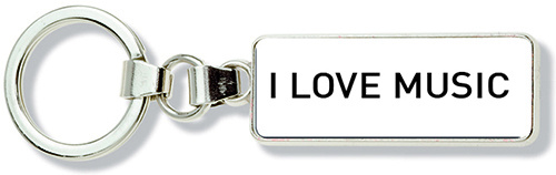 Nyckelring vit I LOVE MUSIC
