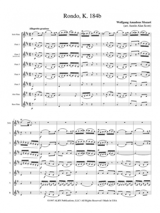 Mozart: Rondo K. 184B for Flute Choir