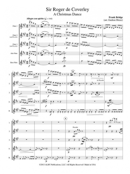 Bridge: Sir Roger De Coverley - A Christmas Dance for Flute Quintet
