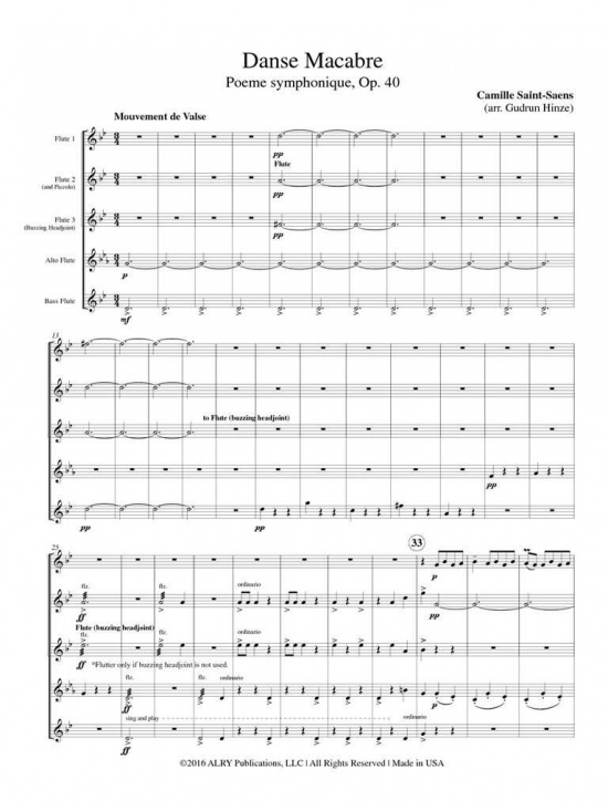 Saint-Saëns: Danse Macabre for Flute Quintet