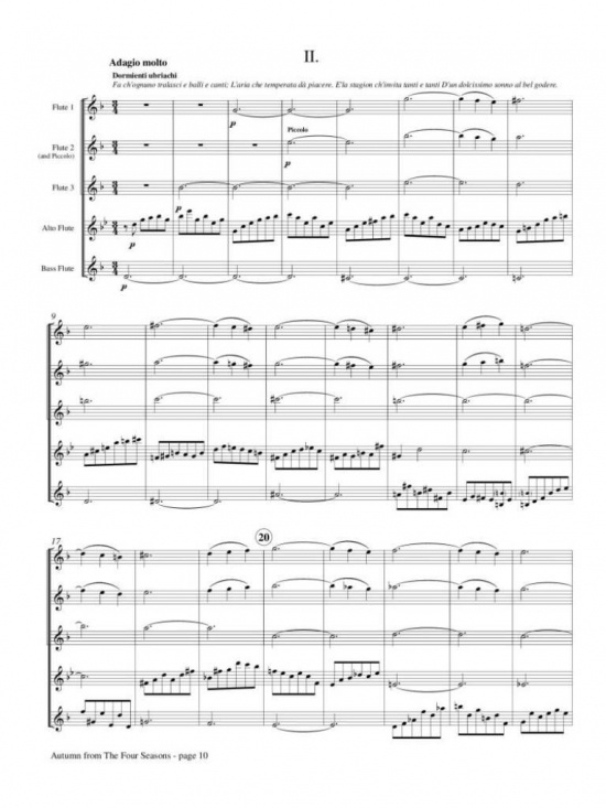 Vivaldi: Autumn from the Four Seasons for flute quintet