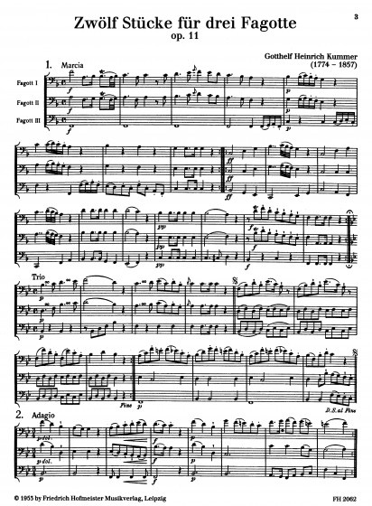 Kummer: Zwölf Stücke op 11 Fagotttrio