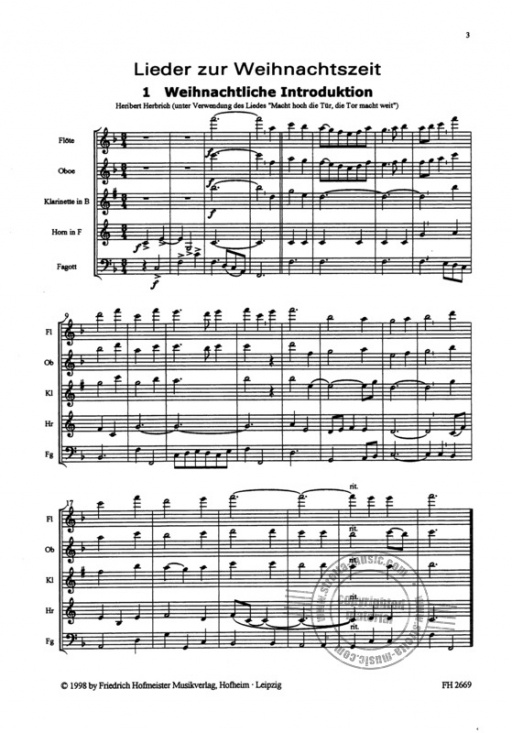 Musik für fünf - Lieder zur Weihnachtszeit för blåskvintett