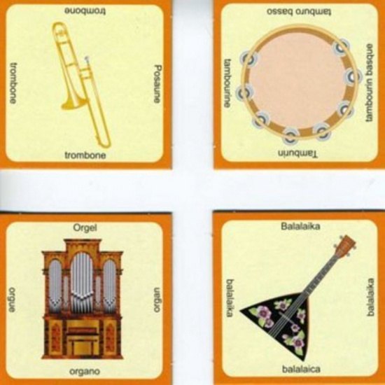 Memoryspel instrument 4 språk