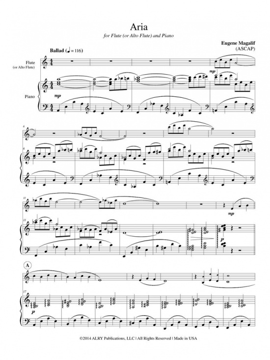 Magalif: Aria för flöjt/altflöjt och piano