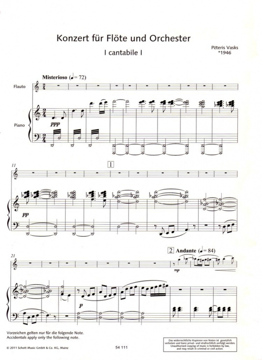 Vasks: Concerto Flöjt + piano