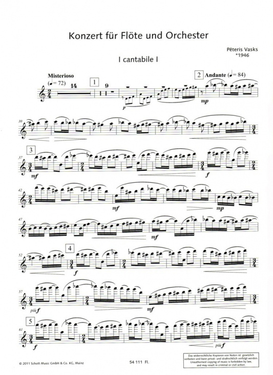 Vasks: Concerto Flöjt + piano