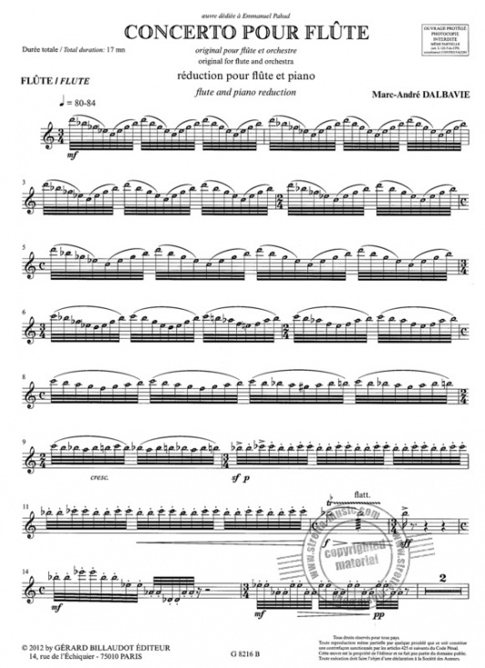 Dalbavie: Concerto Pour Flute flöjt och piano