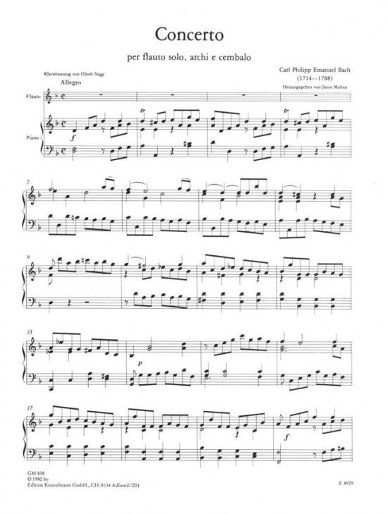 Bach  CPE: Konsert d-moll /Fl+pi