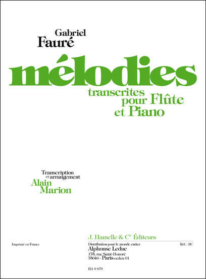 Fauré: Mélodies transcrites pour Flûte et Piano Fl+pi