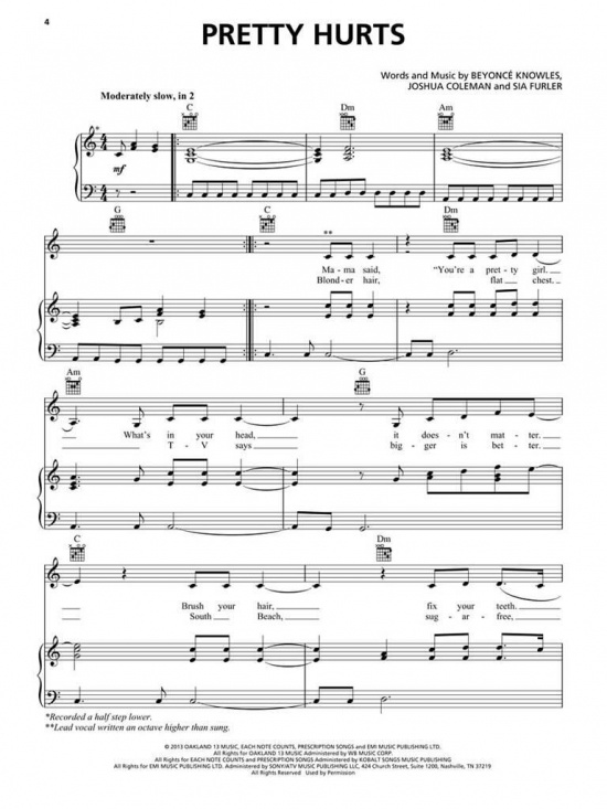 Beyoncé - Piano, vocal & guitar