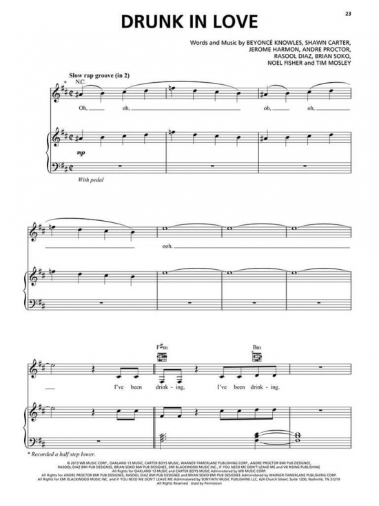 Beyoncé - Piano, vocal & guitar