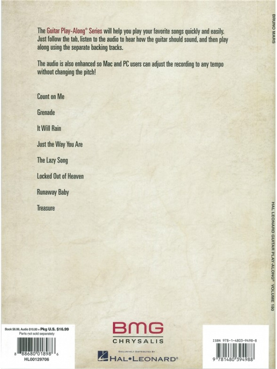 Guitar Play-Along Volume 180: Bruno Mars