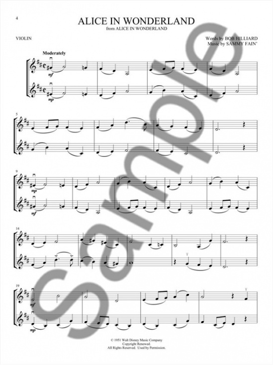 Disney Songs For Violin Duet